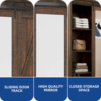 Armoire de rangement Moasis haute et large avec portes et miroir pleine longueur pour salle de bain