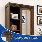 Armoire de rangement Moasis haute et large avec portes et miroir pleine longueur pour salle de bain