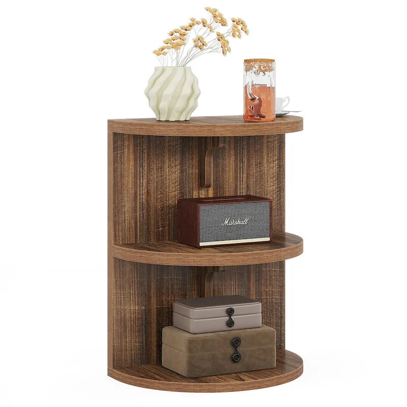 Table d'appoint demi-ronde à 3 niveaux, table d'appoint semi-circulaire pour salon