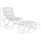 Ensemble fauteuil et repose-pieds en osier blanc SAFAVIEH Jacquelynn - 56 x 77,5 x 81 cm - 56 cm (L) x 76 cm (P) x 79 cm (H)