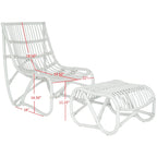 Ensemble fauteuil et repose-pieds en osier blanc SAFAVIEH Jacquelynn - 56 x 77,5 x 81 cm - 56 cm (L) x 76 cm (P) x 79 cm (H)