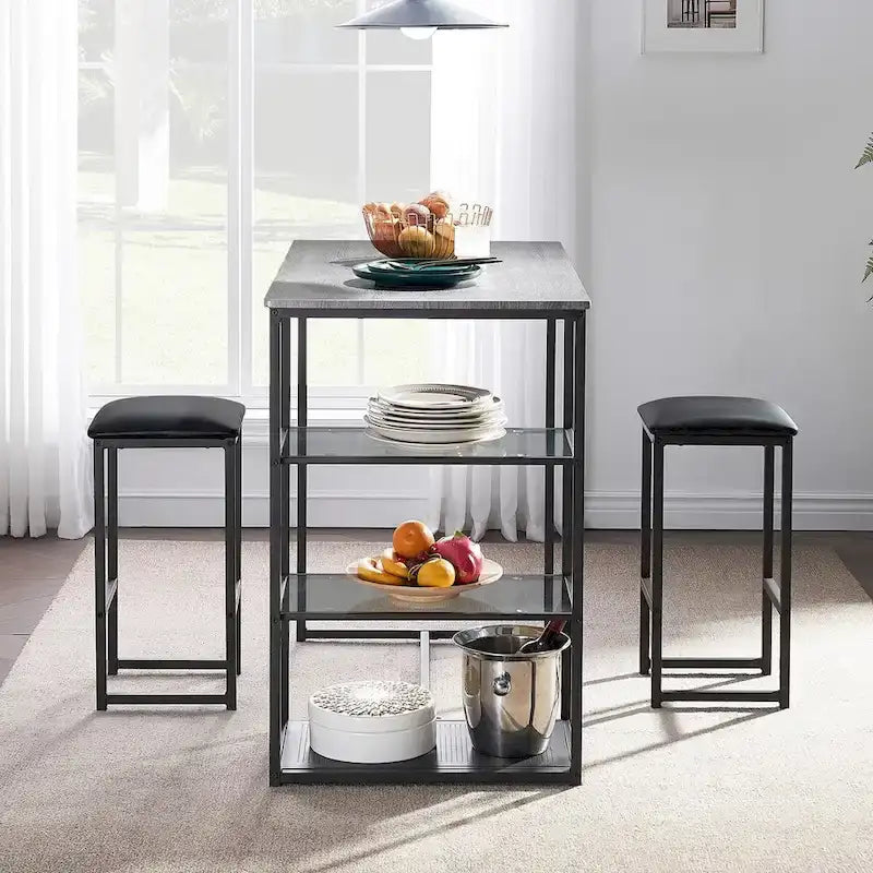 Ensemble table et chaises de bar VECELO 3 pièces