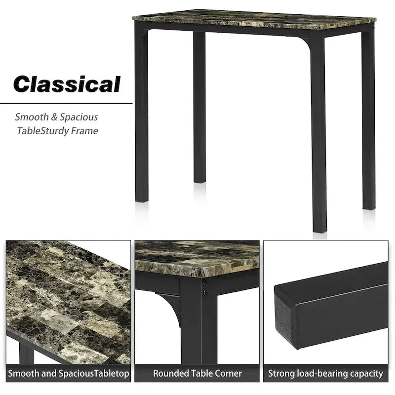 Ensemble table et chaises de bar VECELO 3 pièces