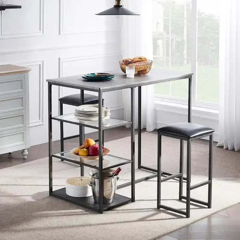 Ensemble table et chaises de bar VECELO 3 pièces