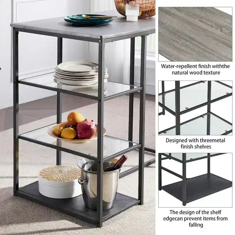 Ensemble table et chaises de bar VECELO 3 pièces