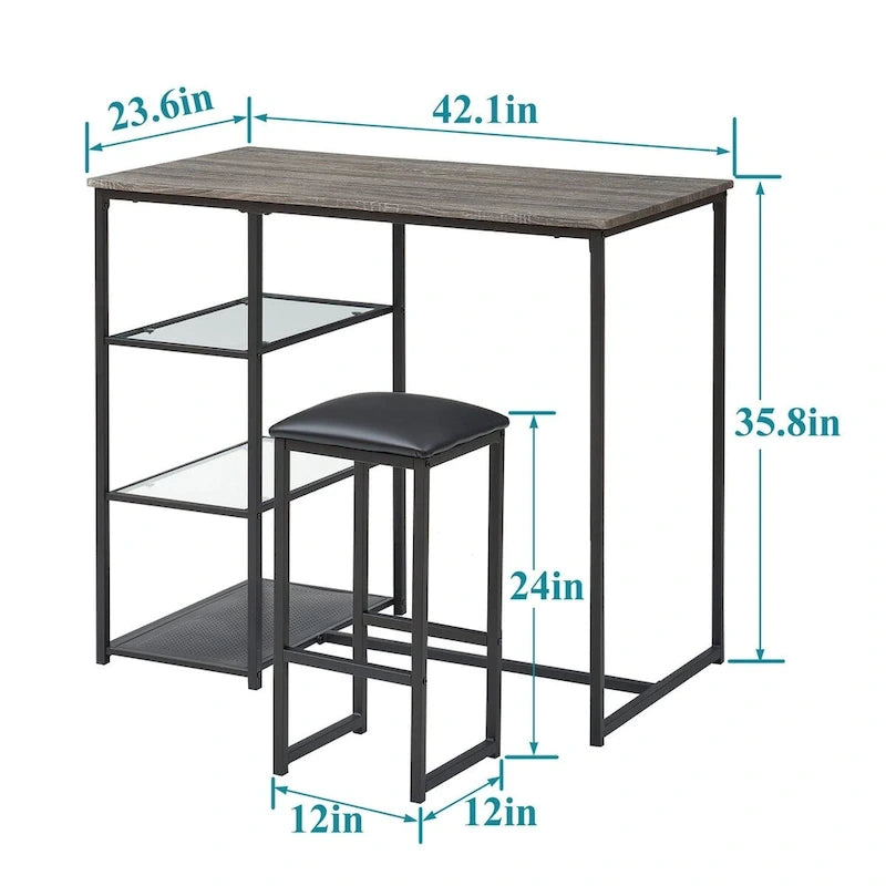 Ensemble table et chaises de bar VECELO 3 pièces