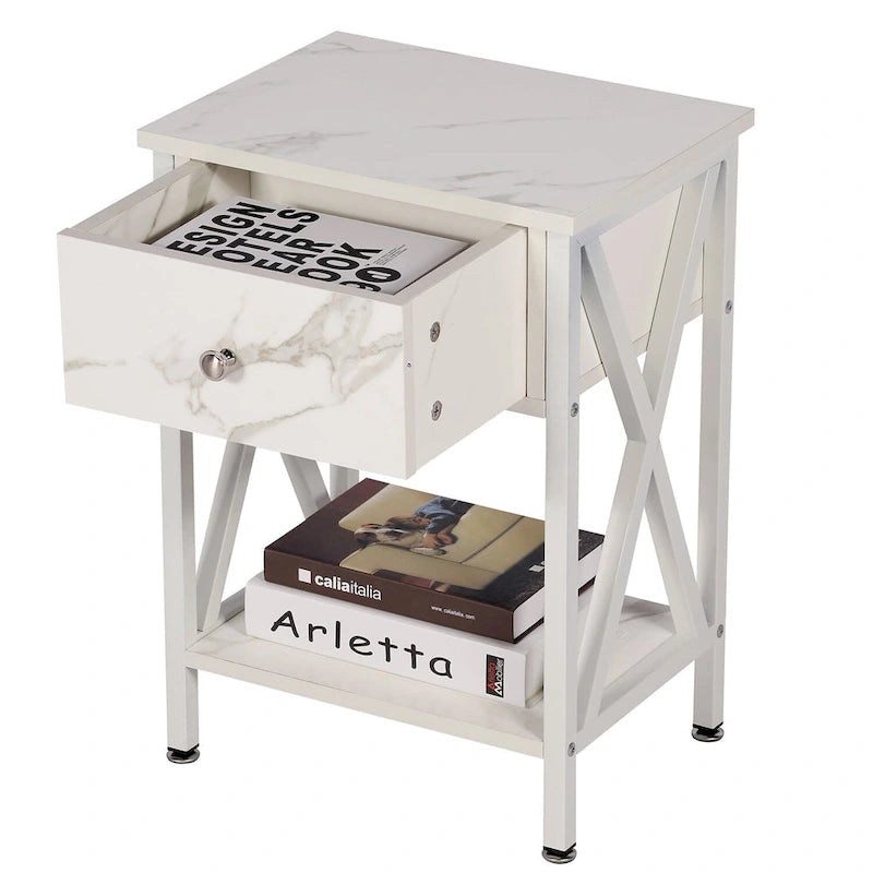 Table de chevet moderne du milieu du siècle avec étagère de rangement - 15,8 x 11,8 x 21,7