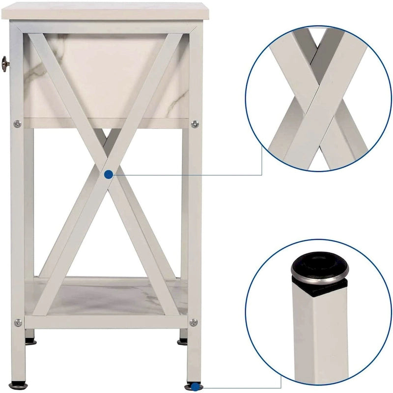 Table de chevet moderne du milieu du siècle avec étagère de rangement - 15,8 x 11,8 x 21,7