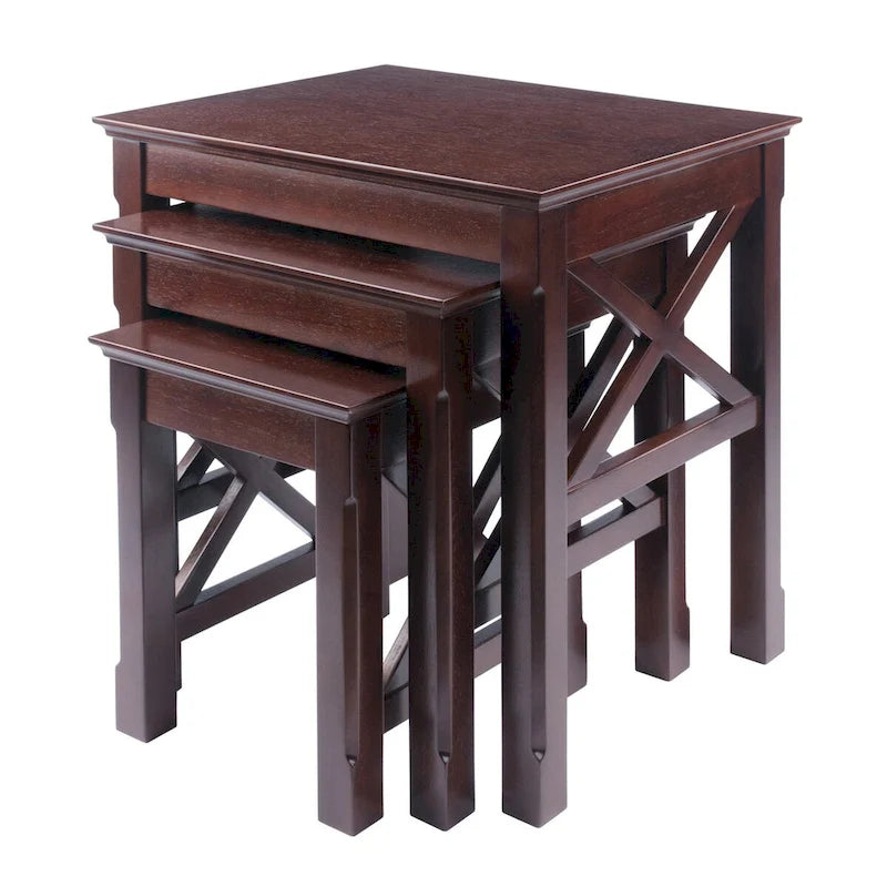 Tables gigognes Xola 3 pièces, Cappuccino - 21,1 L x 17,3 P x 22,1 H.