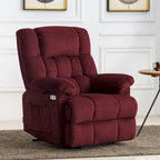 Fauteuil inclinable électrique MCombo avec massage, chauffage, appui-tête réglable et repose-pieds extensible (PU/tissu)