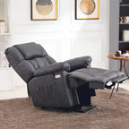 Fauteuil inclinable électrique MCombo avec massage, chauffage, appui-tête réglable et repose-pieds extensible (PU/tissu)