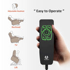 Fauteuil inclinable électrique MCombo avec massage, chauffage, appui-tête réglable et repose-pieds extensible (PU/tissu)