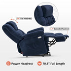 Fauteuil inclinable électrique MCombo avec massage, chauffage, appui-tête réglable et repose-pieds extensible (PU/tissu)