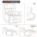 Fauteuil inclinable électrique MCombo avec massage, chauffage, appui-tête réglable et repose-pieds extensible (PU/tissu)