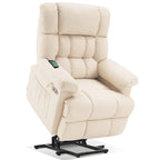 Fauteuil inclinable électrique MCombo avec massage, chauffage, appui-tête réglable et repose-pieds extensible (PU/tissu)