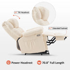 Fauteuil inclinable électrique MCombo avec massage, chauffage, appui-tête réglable et repose-pieds extensible (PU/tissu)