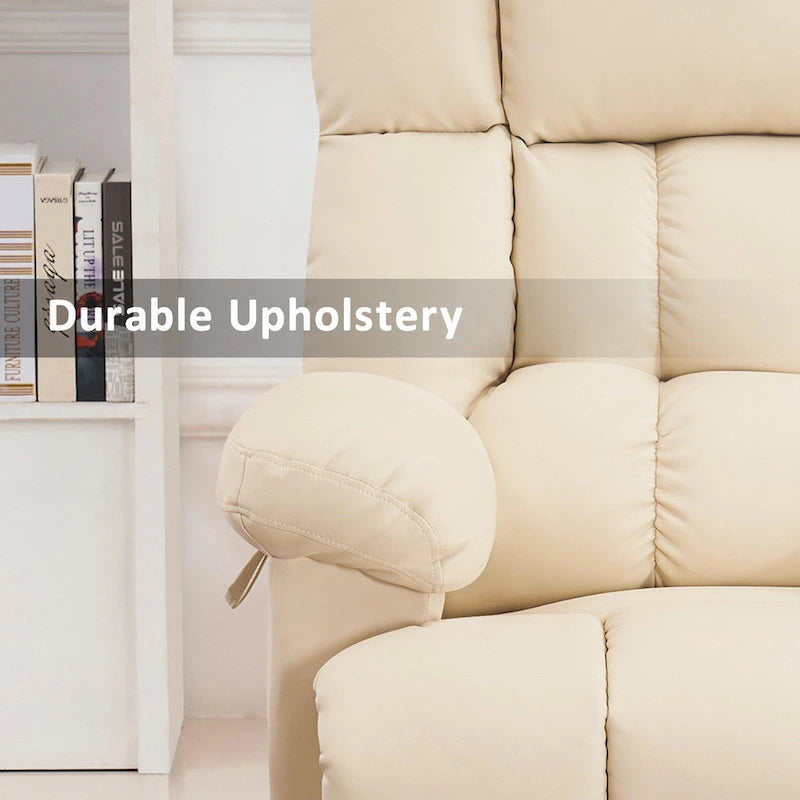 Fauteuil inclinable électrique MCombo avec massage, chauffage, appui-tête réglable et repose-pieds extensible (PU/tissu)