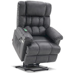 Fauteuil inclinable électrique MCombo avec massage, chauffage, appui-tête réglable et repose-pieds extensible (PU/tissu)