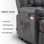 Fauteuil inclinable électrique MCombo avec massage, chauffage, appui-tête réglable et repose-pieds extensible (PU/tissu)