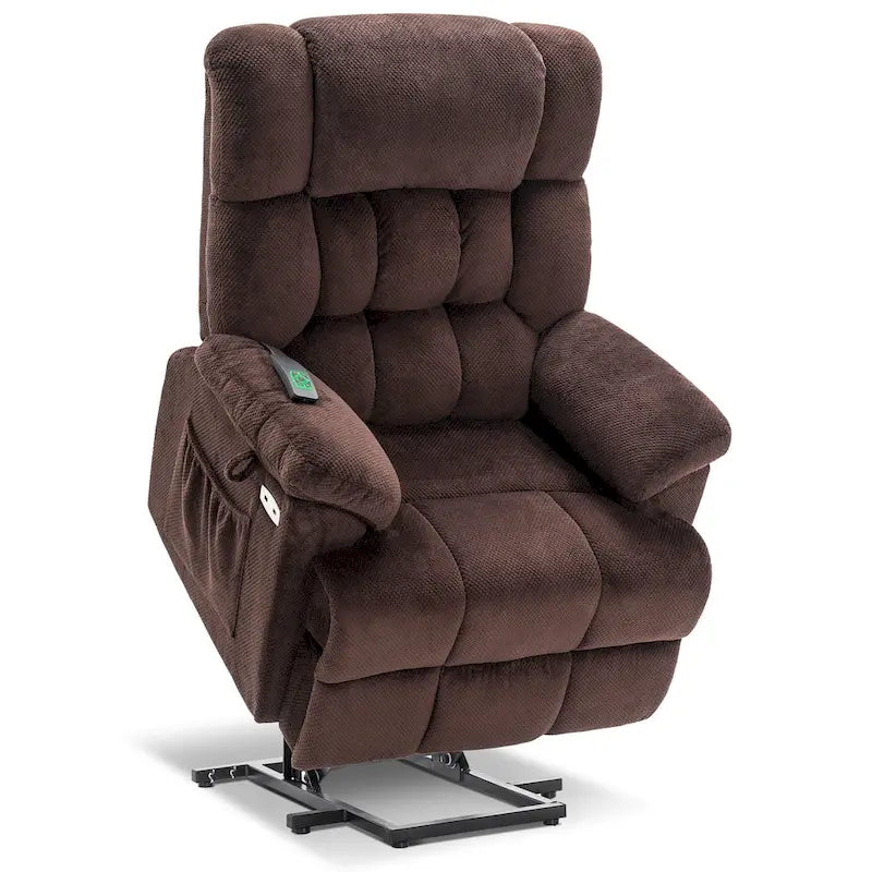 Fauteuil inclinable électrique MCombo avec massage, chauffage, appui-tête réglable et repose-pieds extensible (PU/tissu)