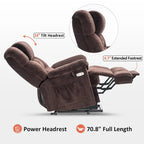 Fauteuil inclinable électrique MCombo avec massage, chauffage, appui-tête réglable et repose-pieds extensible (PU/tissu)