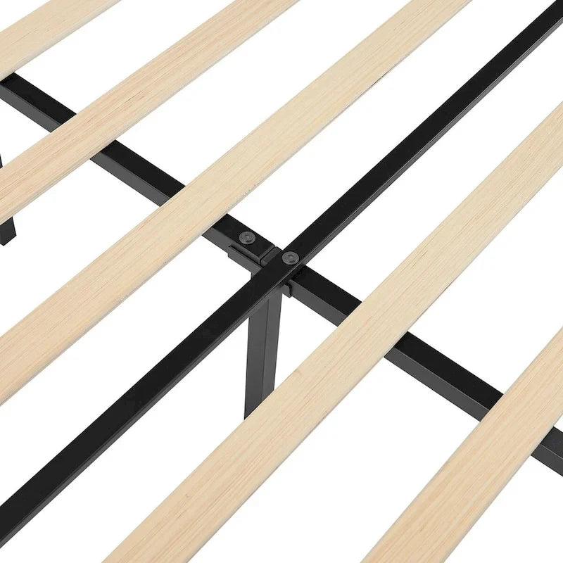 VECELO, Cadre de lit plateforme capitonné avec tête de lit cloutée, tailles Twin, Full et Queen - Bleu