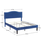 VECELO, Cadre de lit plateforme capitonné avec tête de lit cloutée, tailles Twin, Full et Queen - Bleu