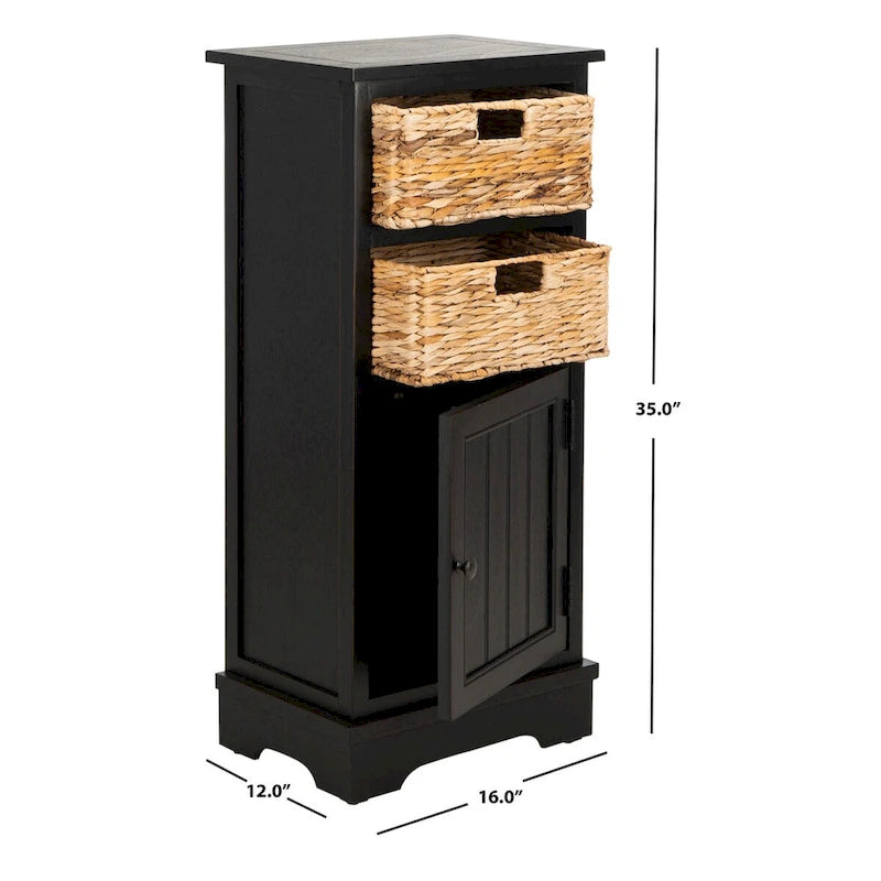 Armoire de rangement SAFAVIEH Golda, finition noire vieillie - 15,9 x 11,8 x 35 cm - 16 po L x 12 po P x 35 po H