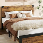 Cadre de lit rustique Queen Size avec tête de lit en bois