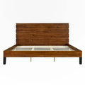 King Size Solid Wood Platform Bed with Six-Piece Headboard