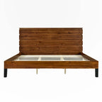 King Size Solid Wood Platform Bed with Six-Piece Headboard