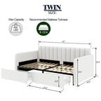 Lit de jour rembourré avec 2 tiroirs