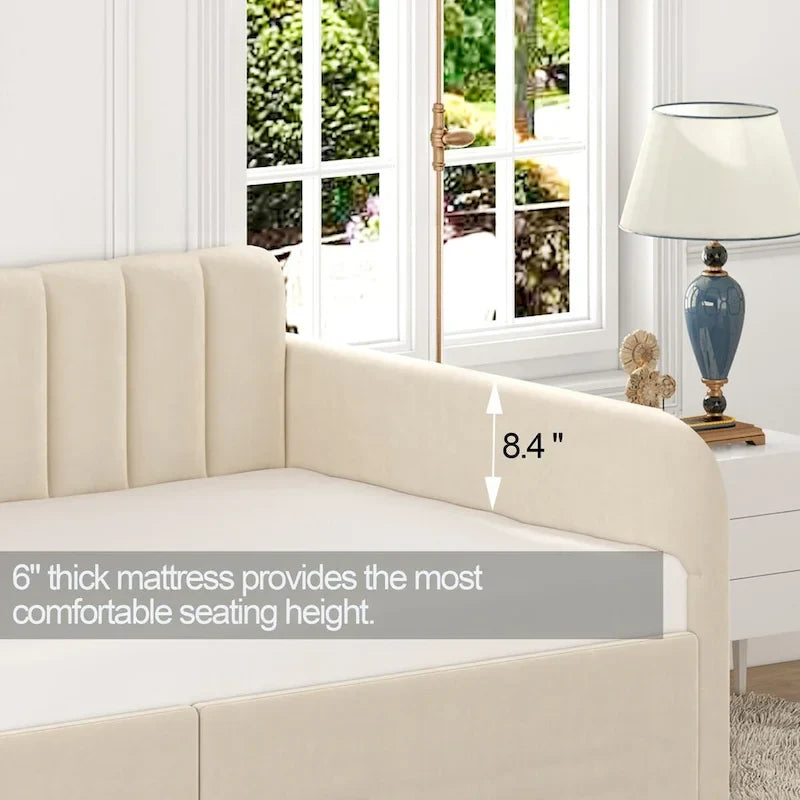 Lit de jour rembourré avec 2 tiroirs