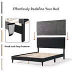 Housse de lit moderne en velours côtelé lavable pour lit queen size de Furniture of America, comprenant uniquement la tête de lit et le cadre.