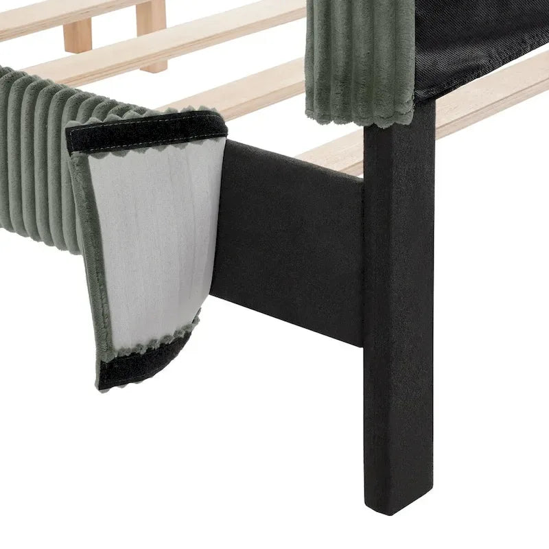 Housse de lit moderne en velours côtelé lavable pour lit queen size de Furniture of America, comprenant uniquement la tête de lit et le cadre.