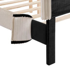 Housse de lit moderne en velours côtelé lavable pour lit queen size de Furniture of America, comprenant uniquement la tête de lit et le cadre.