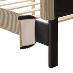 Housse de lit moderne en velours côtelé lavable pour lit queen size de Furniture of America, comprenant uniquement la tête de lit et le cadre.