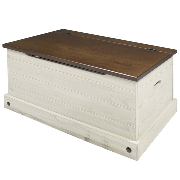 Coffre de rangement en bois, pouf Corona Gray