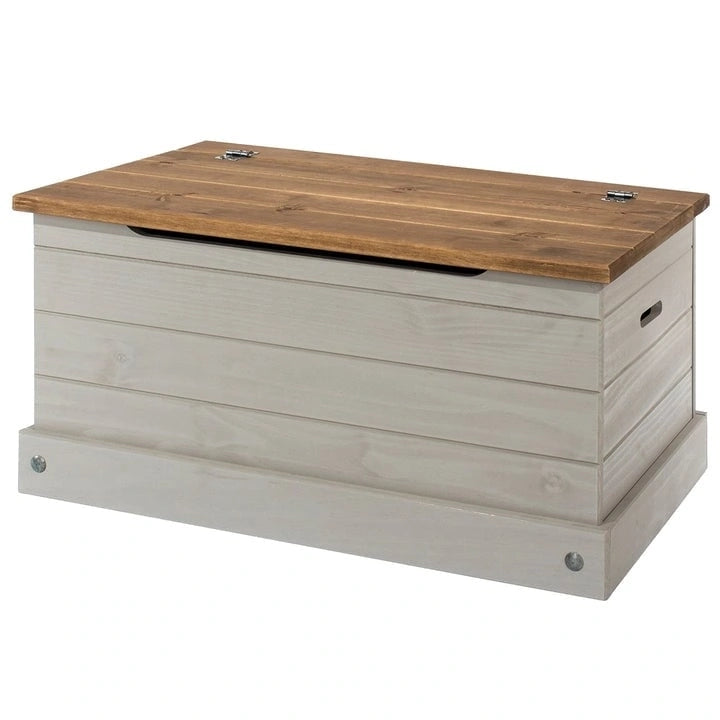 Coffre de rangement en bois, pouf Corona Gray