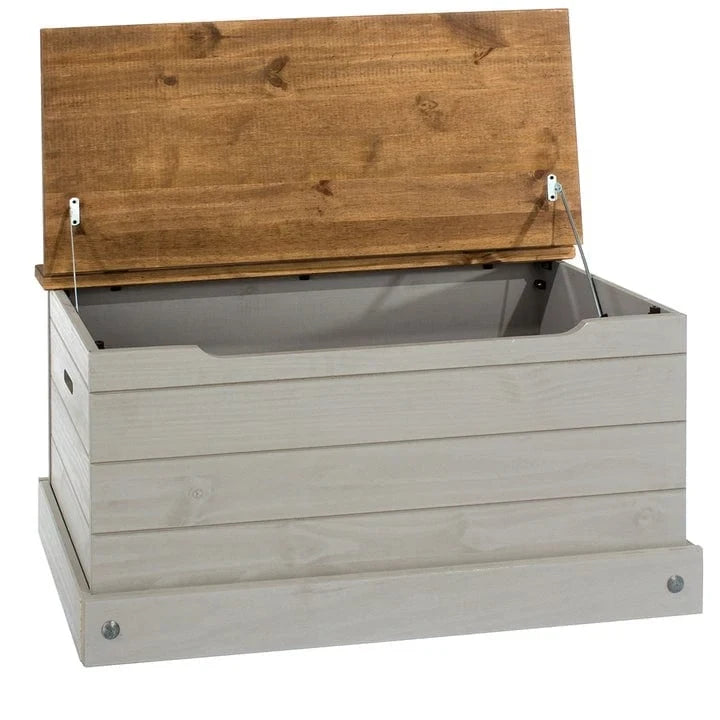 Coffre de rangement en bois, pouf Corona Gray