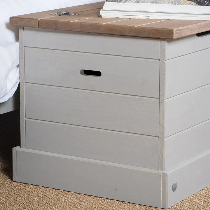 Coffre de rangement en bois, pouf Corona Gray