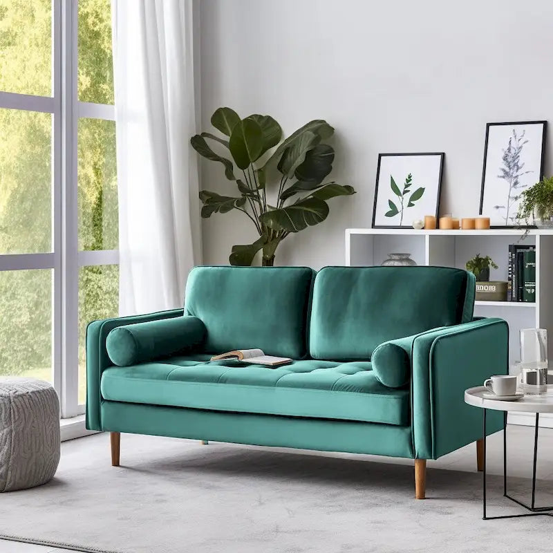 Canapé deux places Banavos 58 en velours à accoudoirs carrés