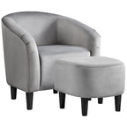 Yaheetech Contemporary Fabric Club Accent Chair and Ottoman Set