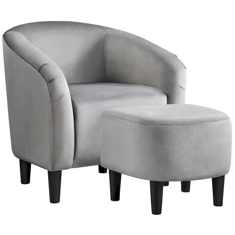 Yaheetech Contemporary Fabric Club Accent Chair and Ottoman Set