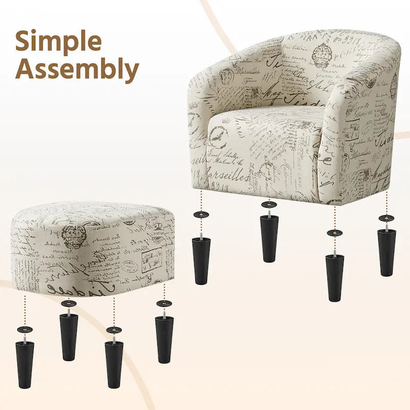 Ensemble fauteuil et repose-pieds Yaheetech contemporain en tissu Club