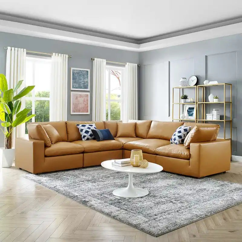 Canapé d'angle 5 pièces Commix en cuir végan rembourré de duvet