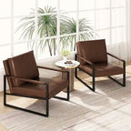 Fauteuils Eureka Modern Vintage en cuir PU rembourré, fauteuils d'appoint style milieu du siècle avec structure en acier, fauteuils de loisirs (lot de 2)