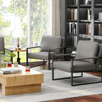 Fauteuils Eureka Modern Vintage en cuir PU rembourré, fauteuils d'appoint style milieu du siècle avec structure en acier, fauteuils de loisirs (lot de 2)