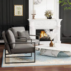 Fauteuils Eureka Modern Vintage en cuir PU rembourré, fauteuils d'appoint style milieu du siècle avec structure en acier, fauteuils de loisirs (lot de 2)