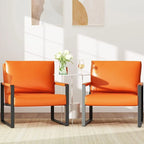 Fauteuils Eureka Modern Vintage en cuir PU rembourré, fauteuils d'appoint style milieu du siècle avec structure en acier, fauteuils de loisirs (lot de 2)